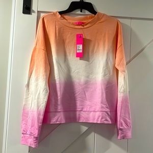 Lilly Pulitzer Sheridan Long Sleeve Cantaloupe Dip Dye Shirt Size Medium